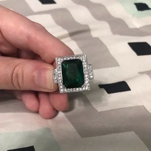 Sterling silver emerald CZ crystal ring